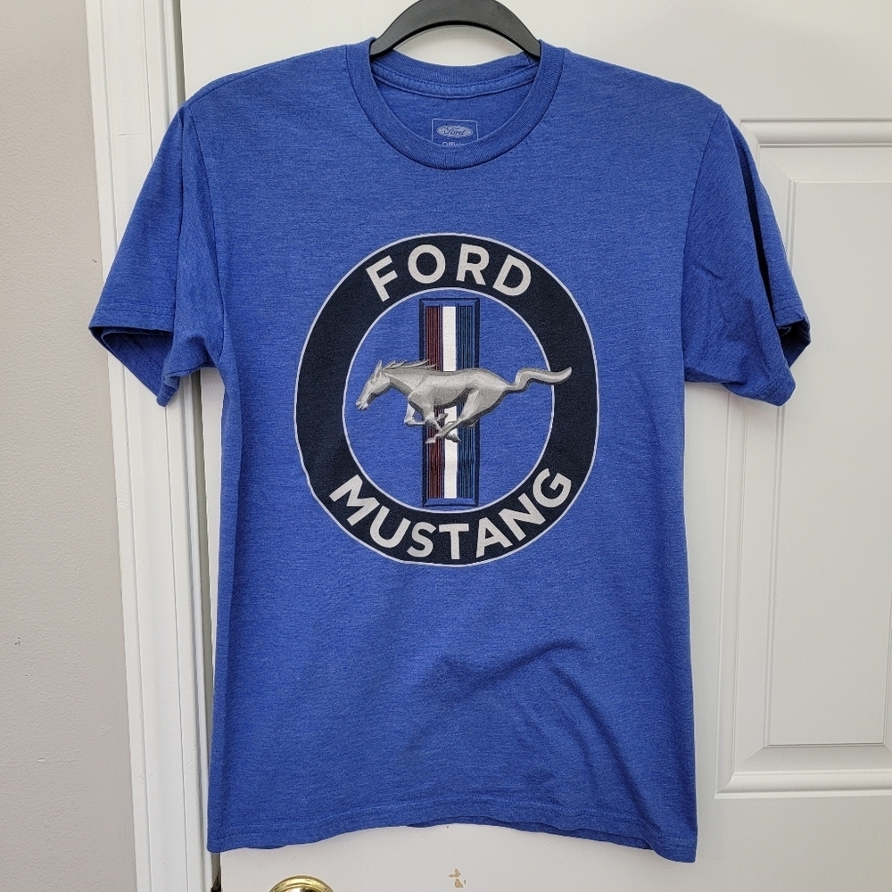 Ford Mustang Officially Licensed T Shirt Men's Small Short Sleeve Blue Retro